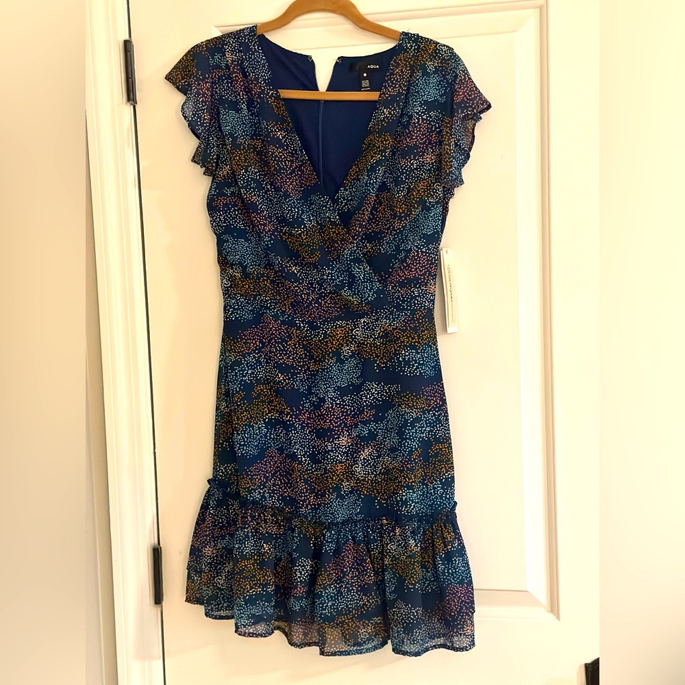 NWT Bloomingdales exclusive aqua dress size small.